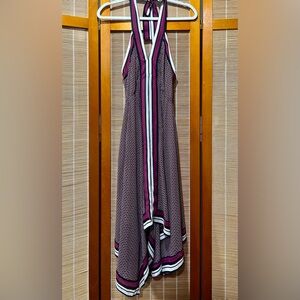 MICHAEL by Michael Kors plum, black and white geometric print dress, size S